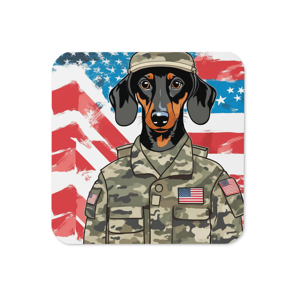 PugMug Custom Black Dachshund Coaster