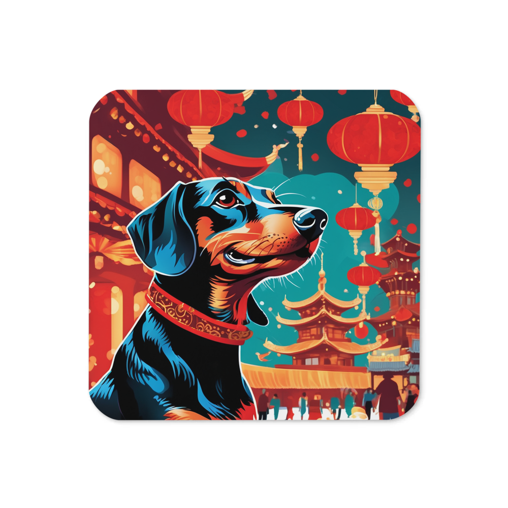 PugMug Custom Black Dachshund Coaster