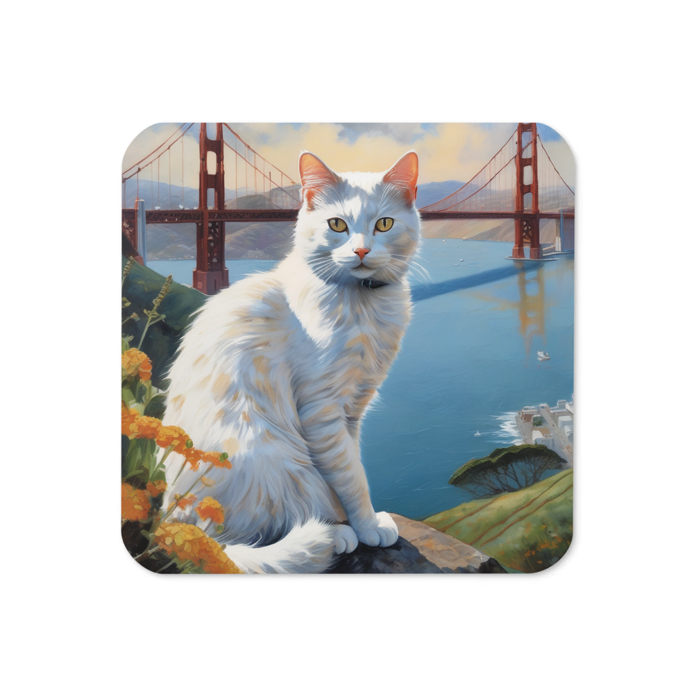 PugMug Custom White Companion Cat Coaster