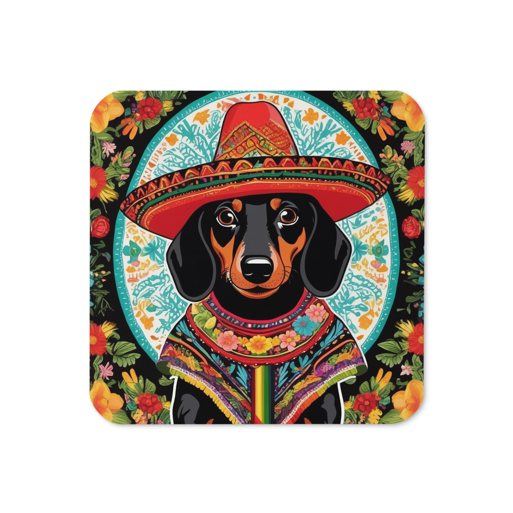 PugMug Custom Black Dachshund Coaster