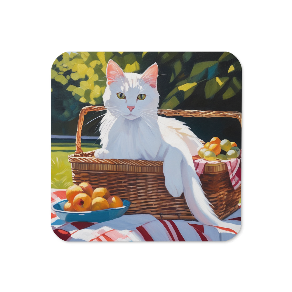 PugMug Custom White Companion Cat Coaster