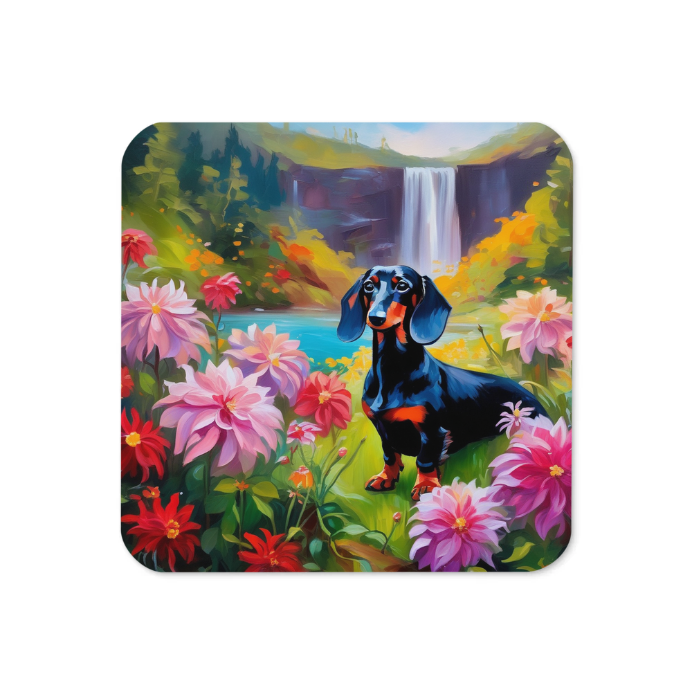 PugMug Custom Black Dachshund Coaster