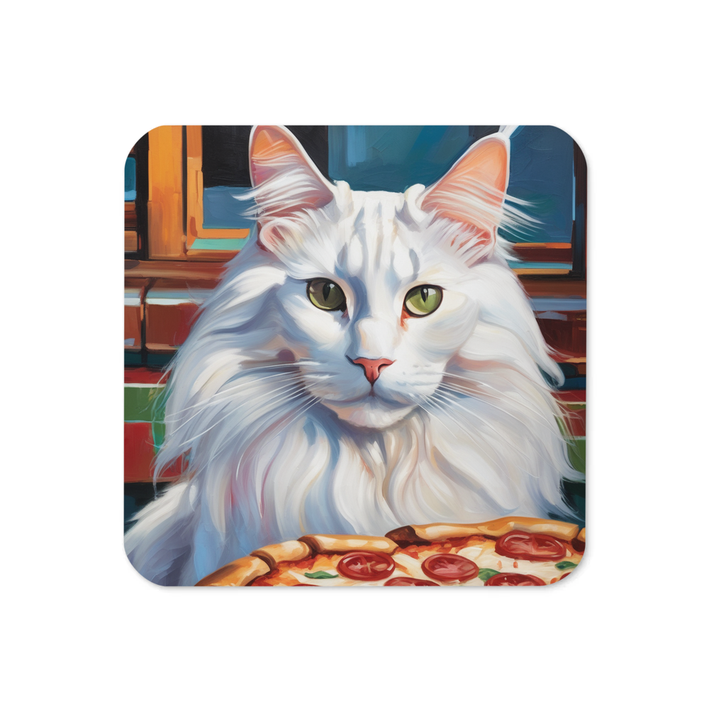 PugMug Custom White Maine Coon Cat Coaster