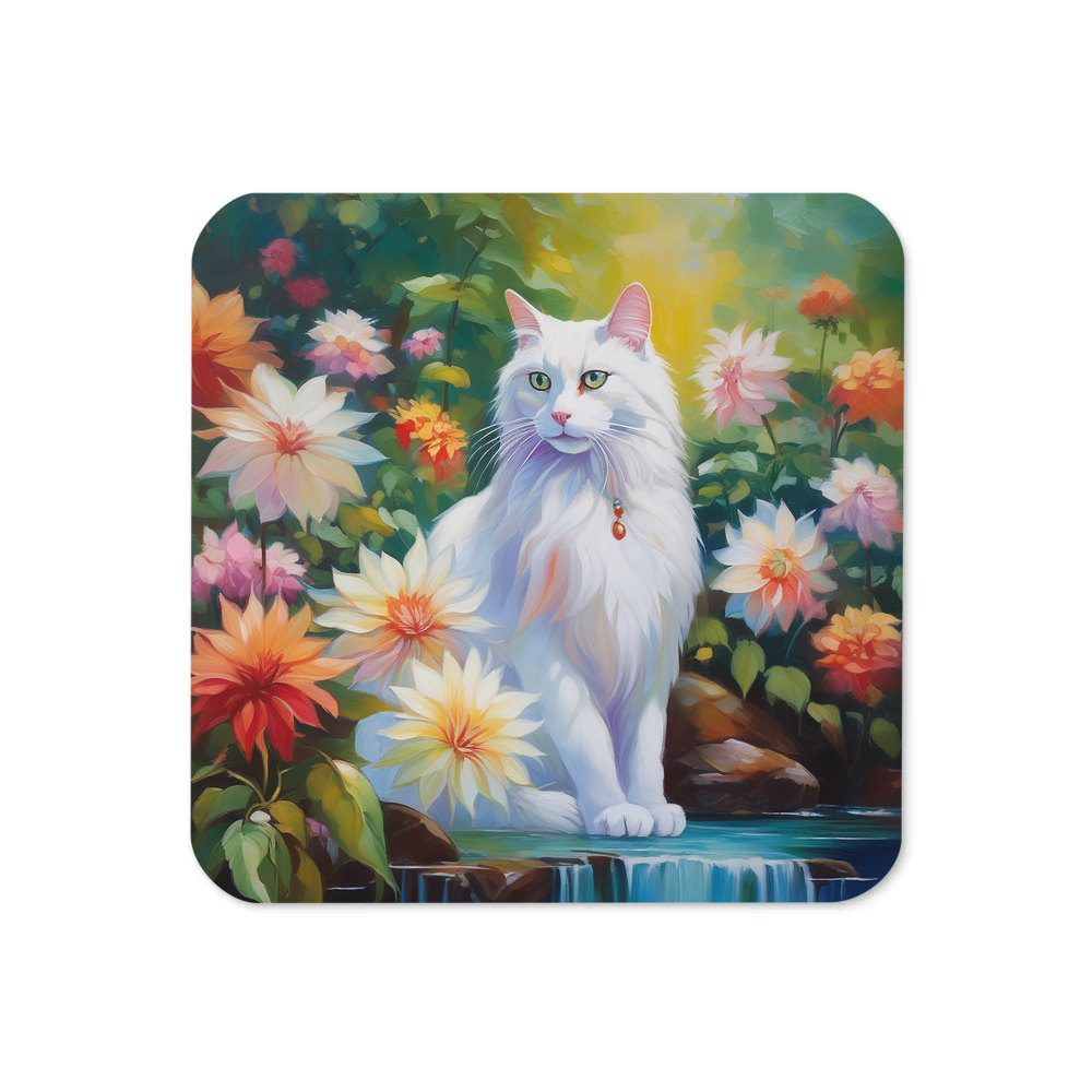 PugMug Custom White Companion Cat Coaster