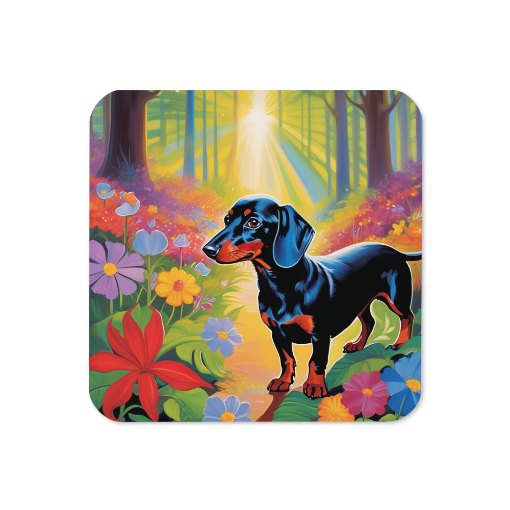 PugMug Custom Black Dachshund Coaster