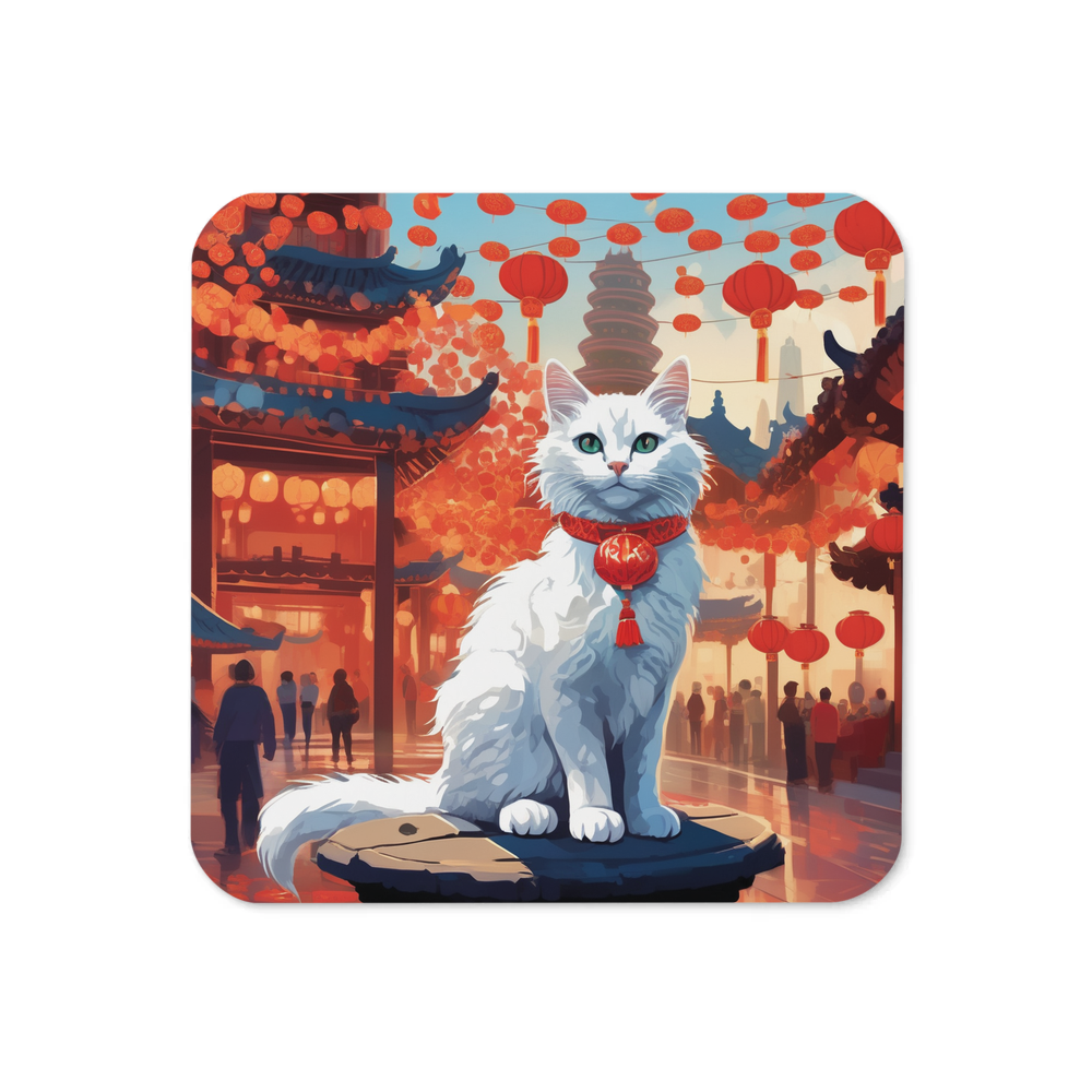 PugMug Custom White Companion Cat Coaster