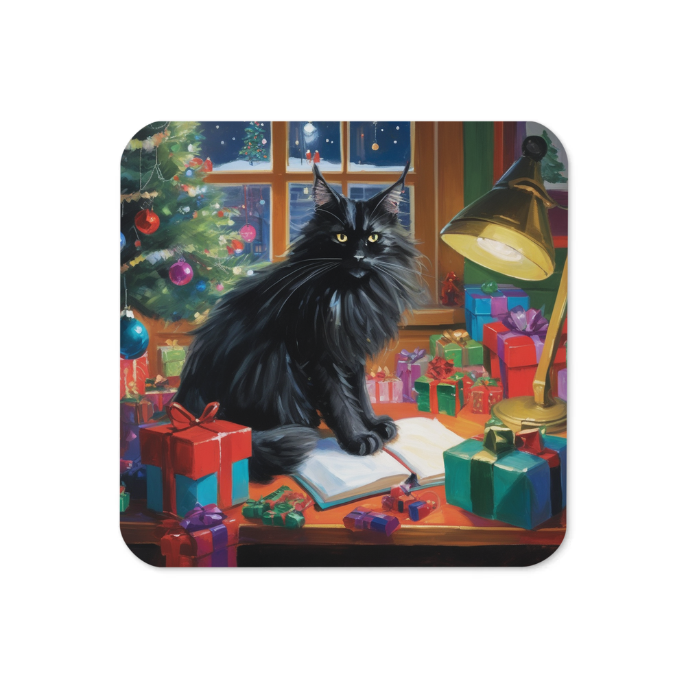 PugMug Custom Black Maine Coon Cat Coaster