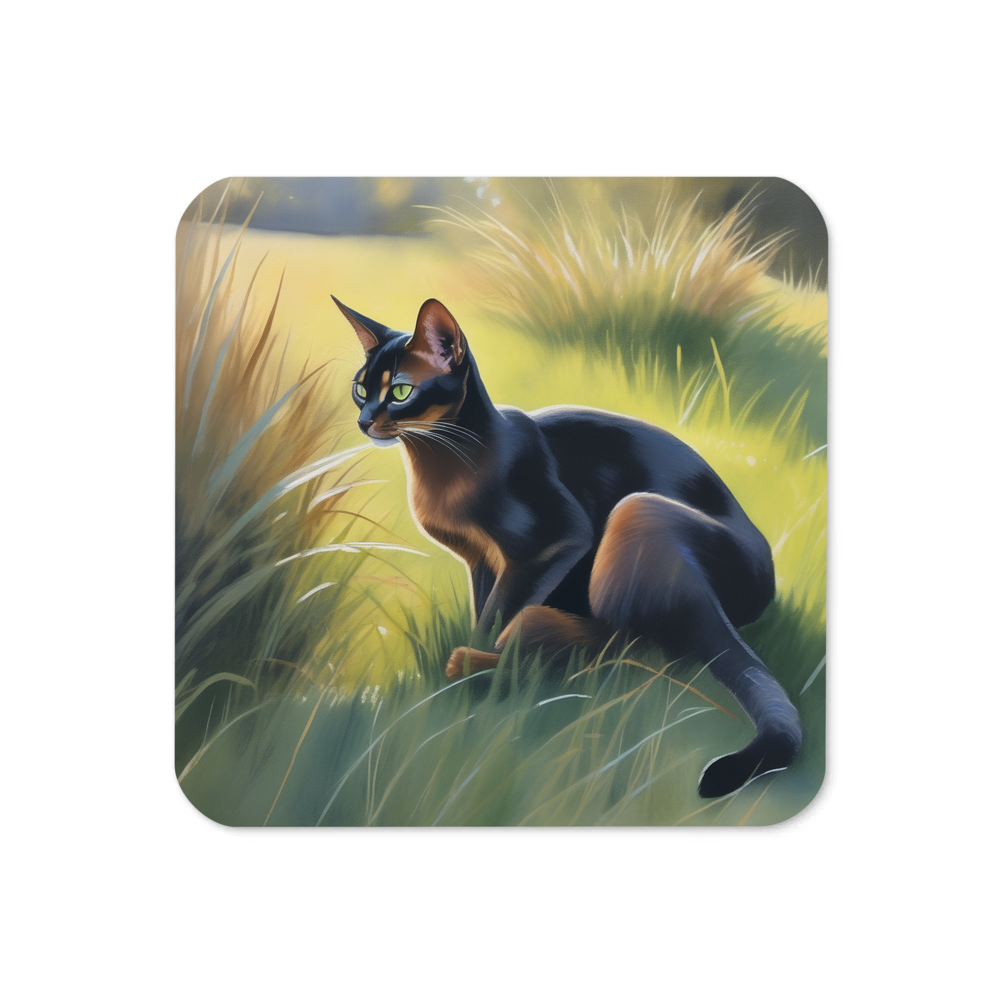 PugMug Custom Black Abyssinian Cat Coaster