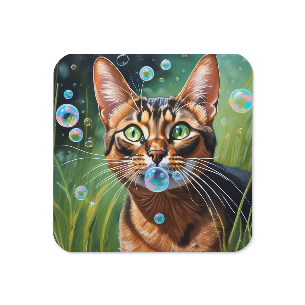 PugMug Custom Tabby Abyssinian Cat Coaster
