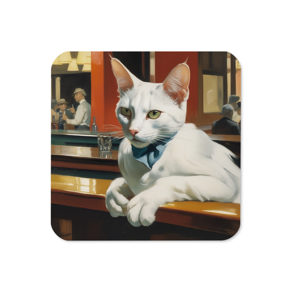 PugMug Custom White Companion Cat Coaster