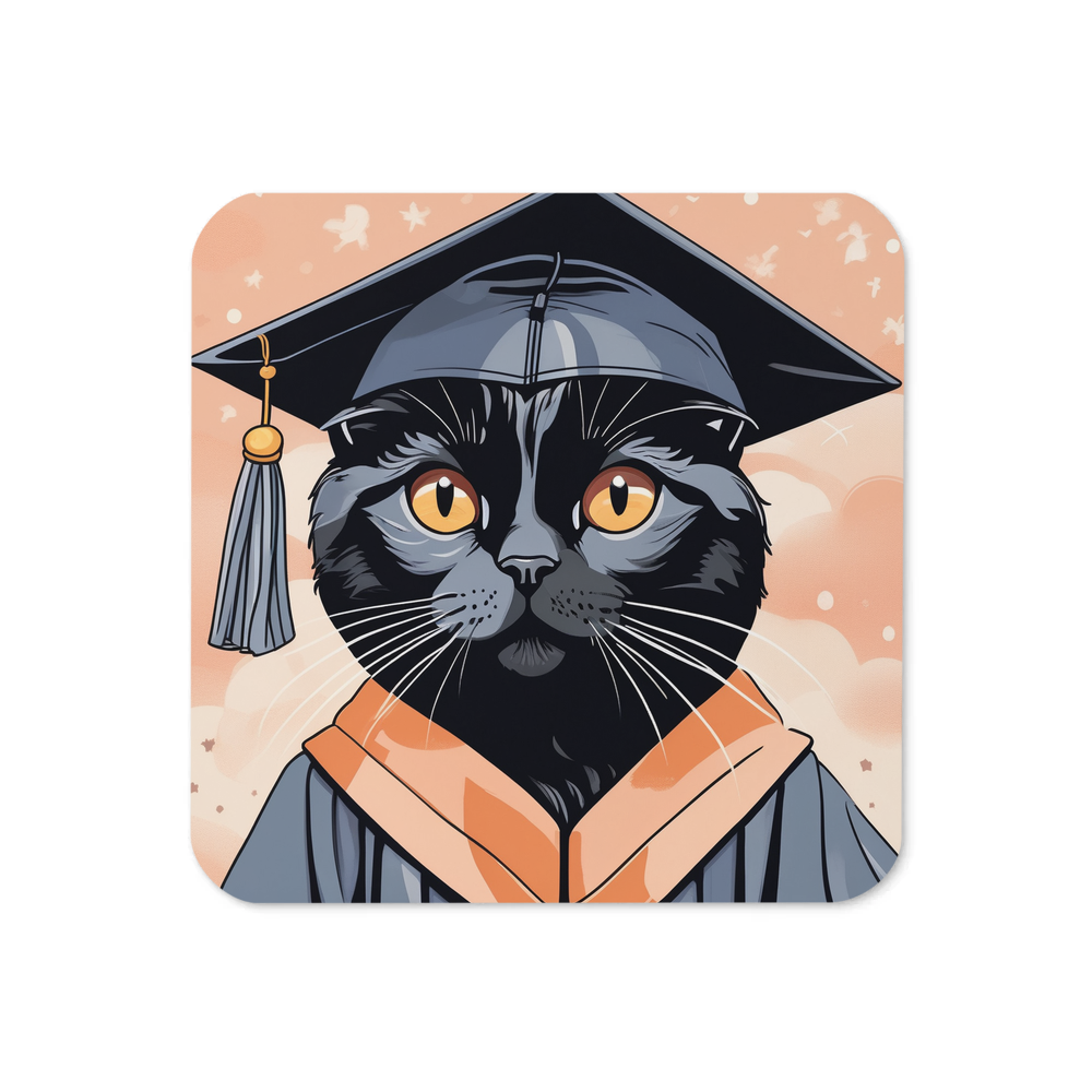 PugMug Custom Black Scottish Fold Cat Coaster