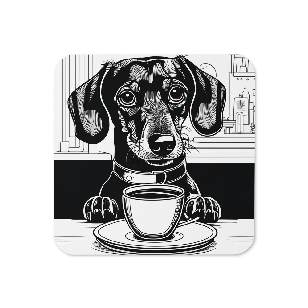 PugMug Custom Black Dachshund Coaster