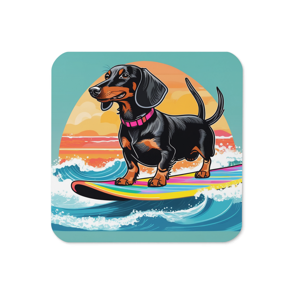 PugMug Custom Black Dachshund Coaster