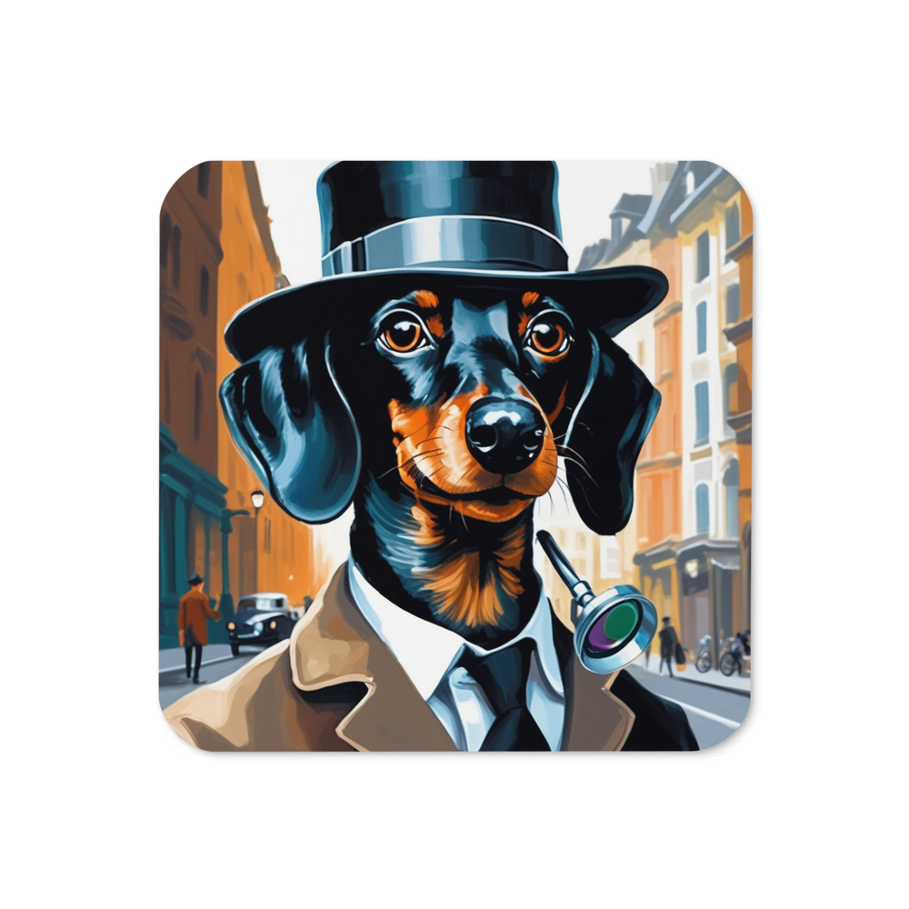 PugMug Custom Black Dachshund Coaster