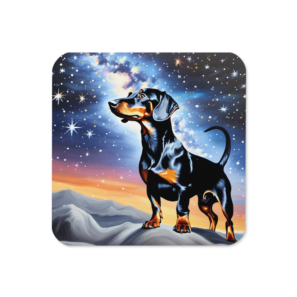 PugMug Custom Black Dachshund Coaster