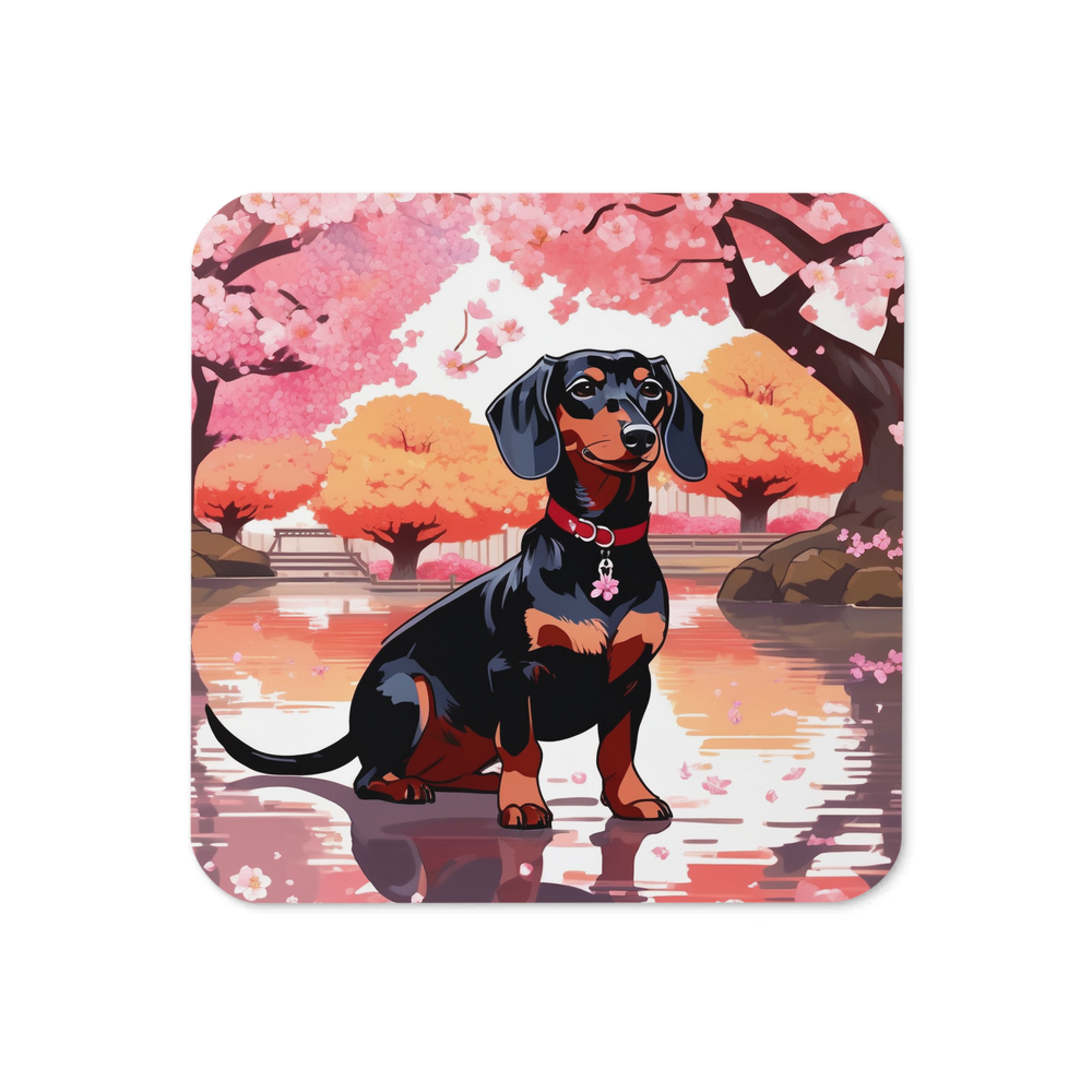PugMug Custom Black Dachshund Coaster