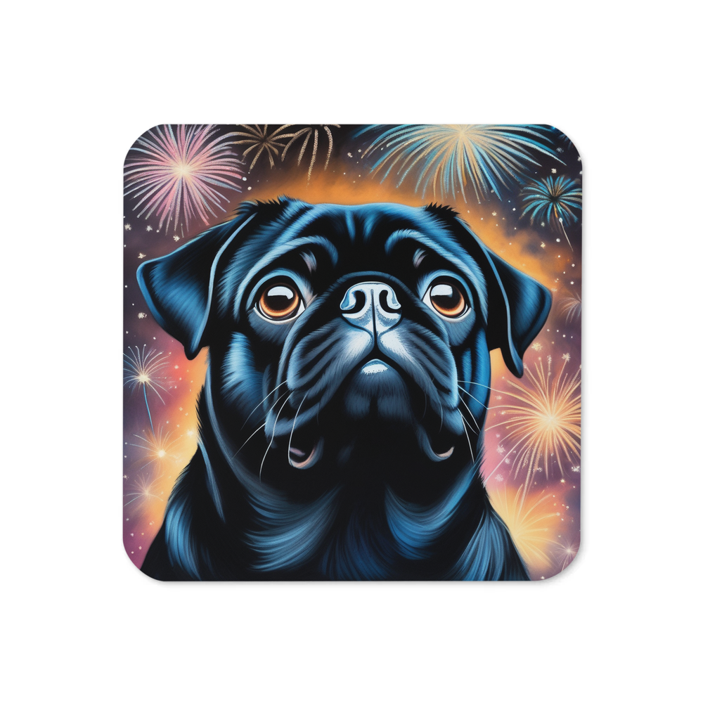 PugMug Custom Black Pug Coaster