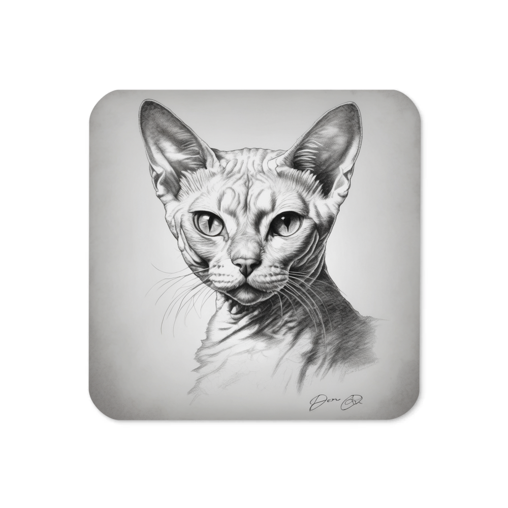 PugMug Custom White Devon Rex Cat Coaster