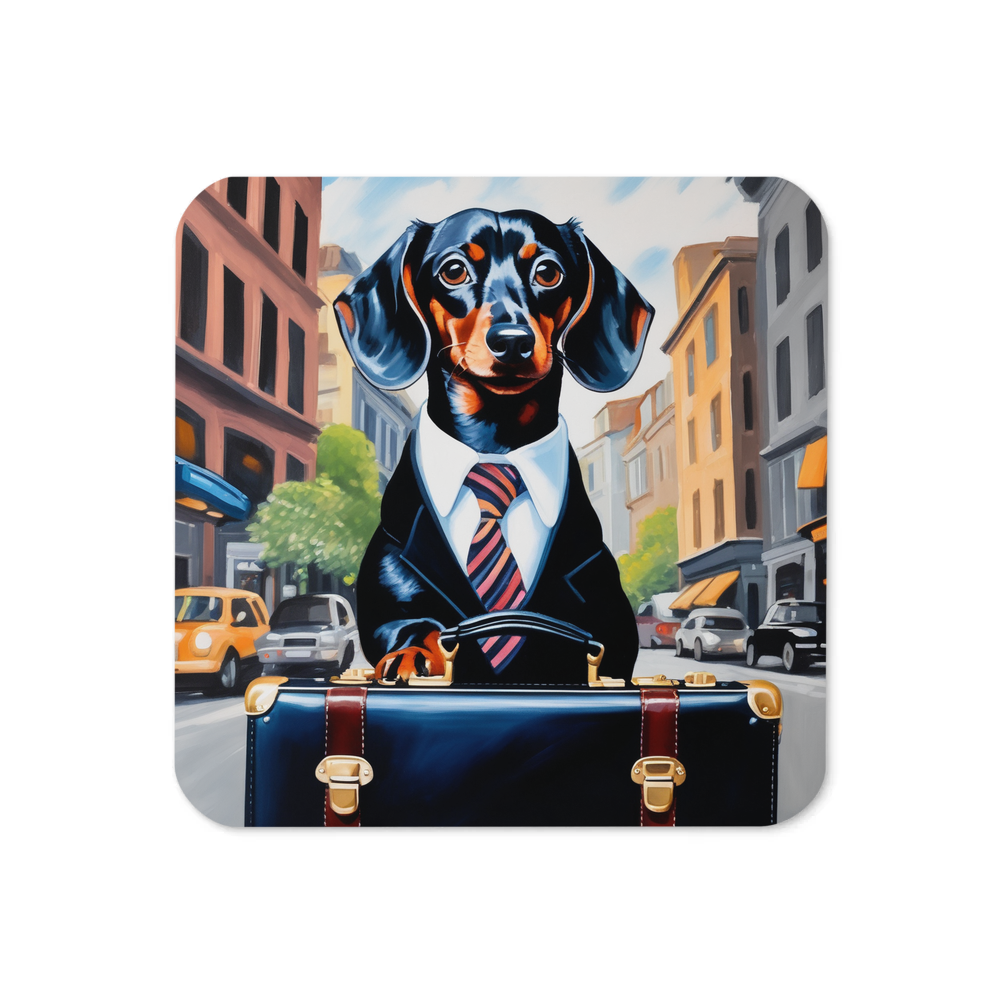 PugMug Custom Black Dachshund Coaster