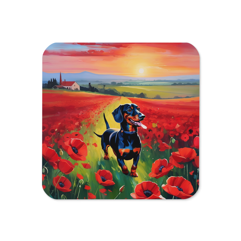 PugMug Custom Black Dachshund Coaster