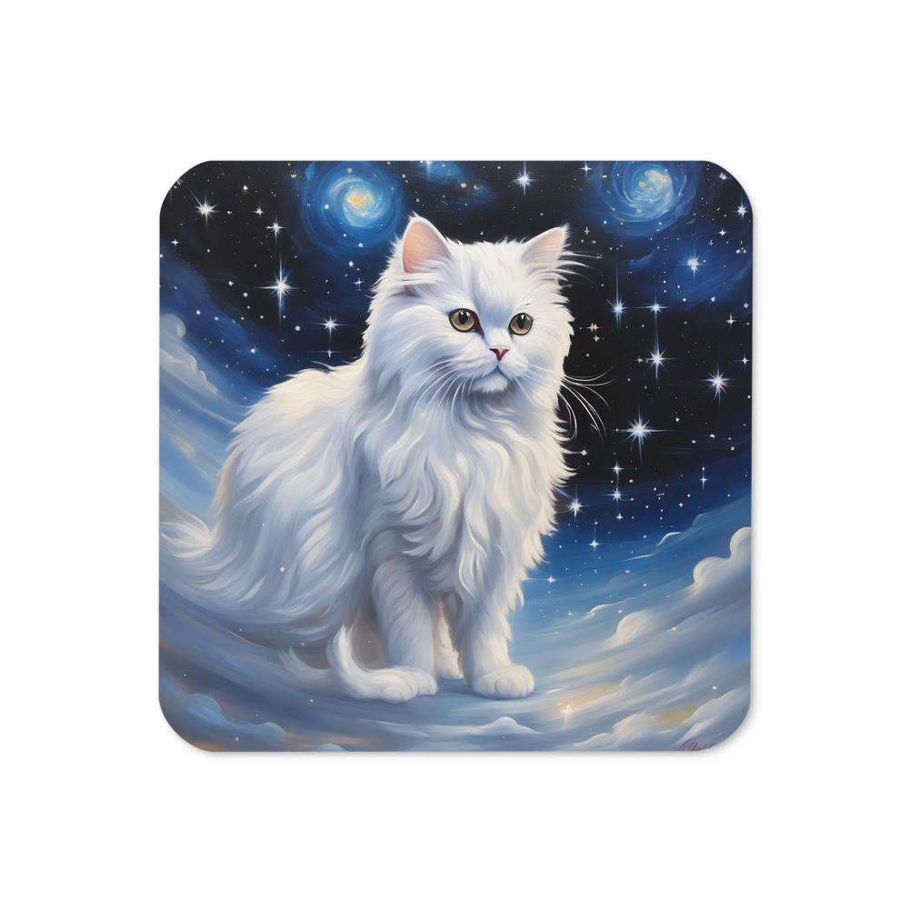 PugMug Custom White Persian Cat Coaster