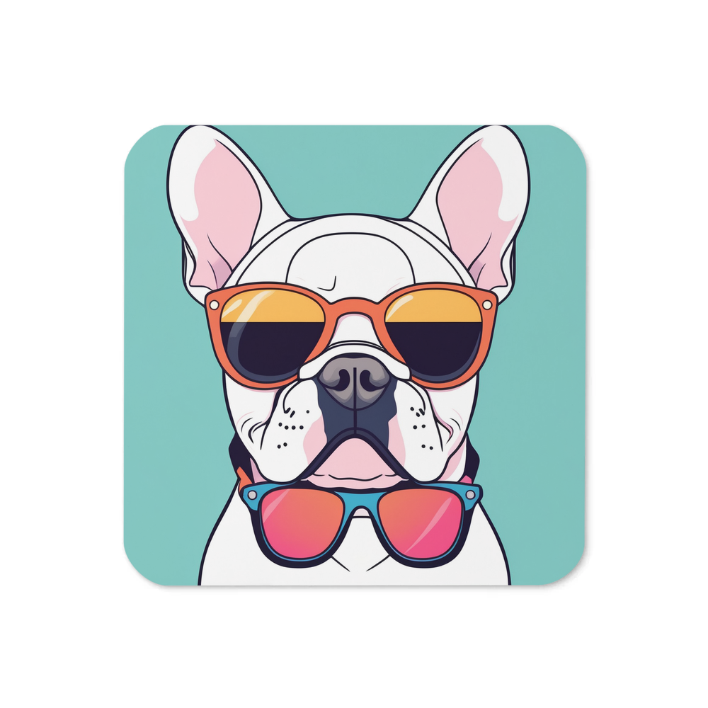PugMug Custom White French Bulldog Coaster