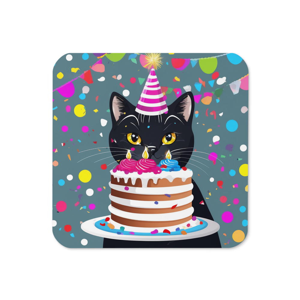 PugMug Custom Black American Shorthair Cat Coaster