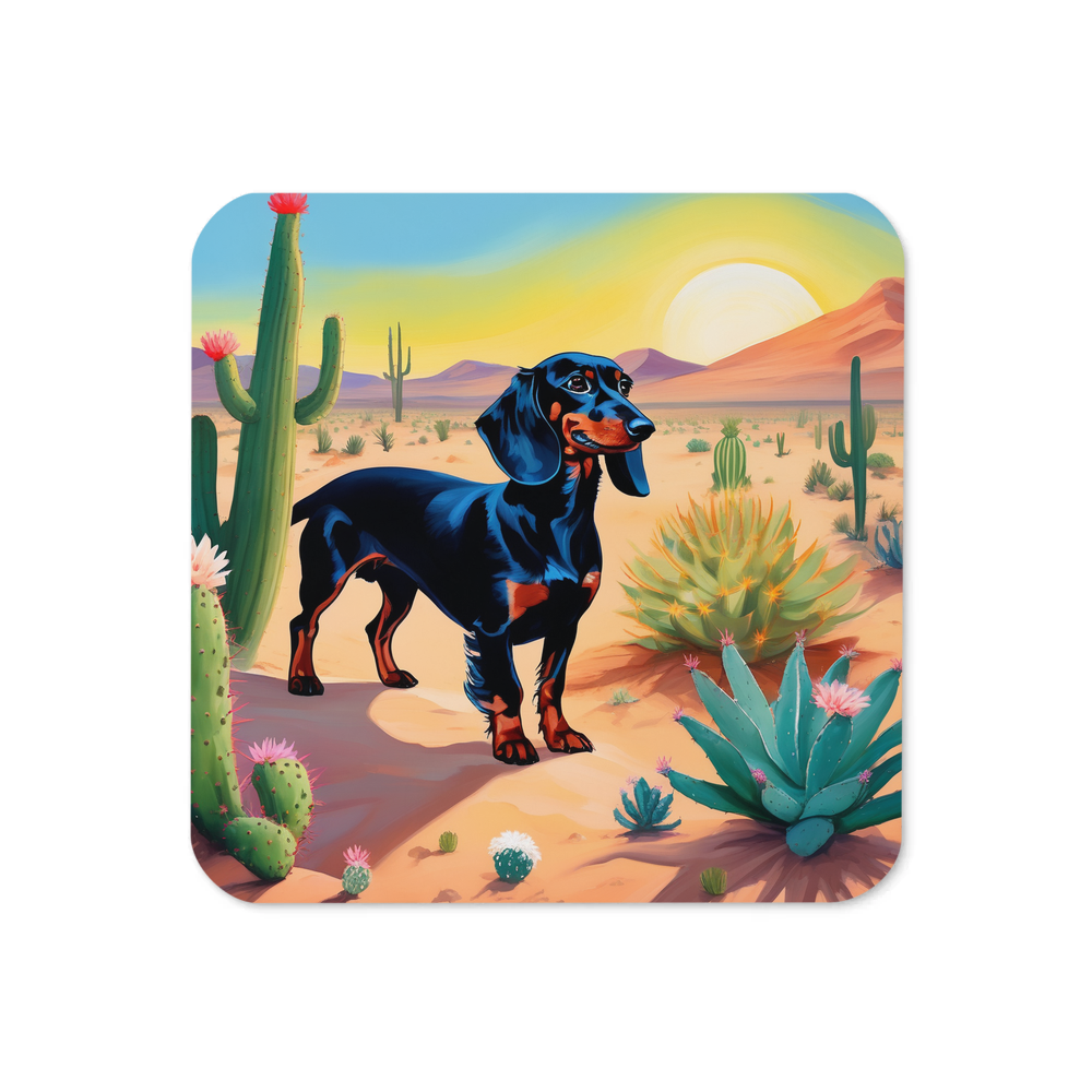 PugMug Custom Black Dachshund Coaster