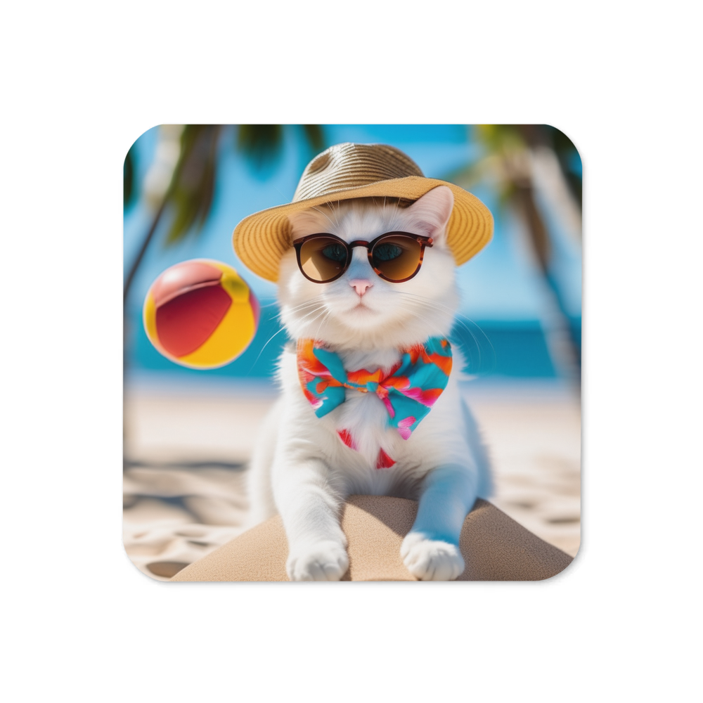 PugMug Custom White Companion Cat Coaster