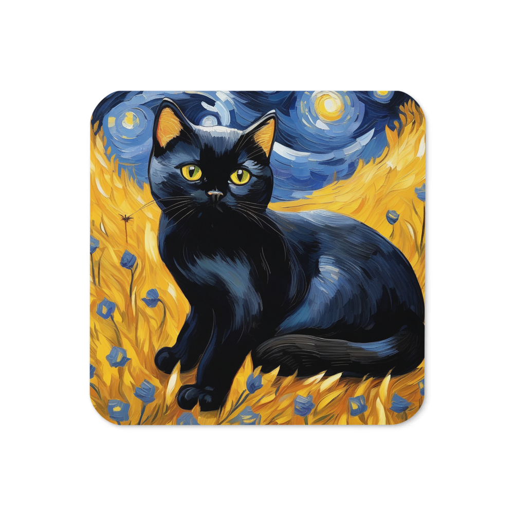 PugMug Custom Black British Shorthair Cat Coaster