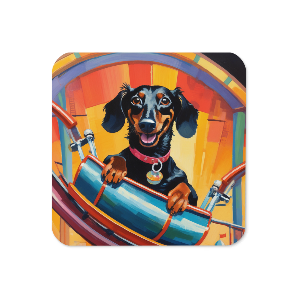 PugMug Custom Black Dachshund Coaster