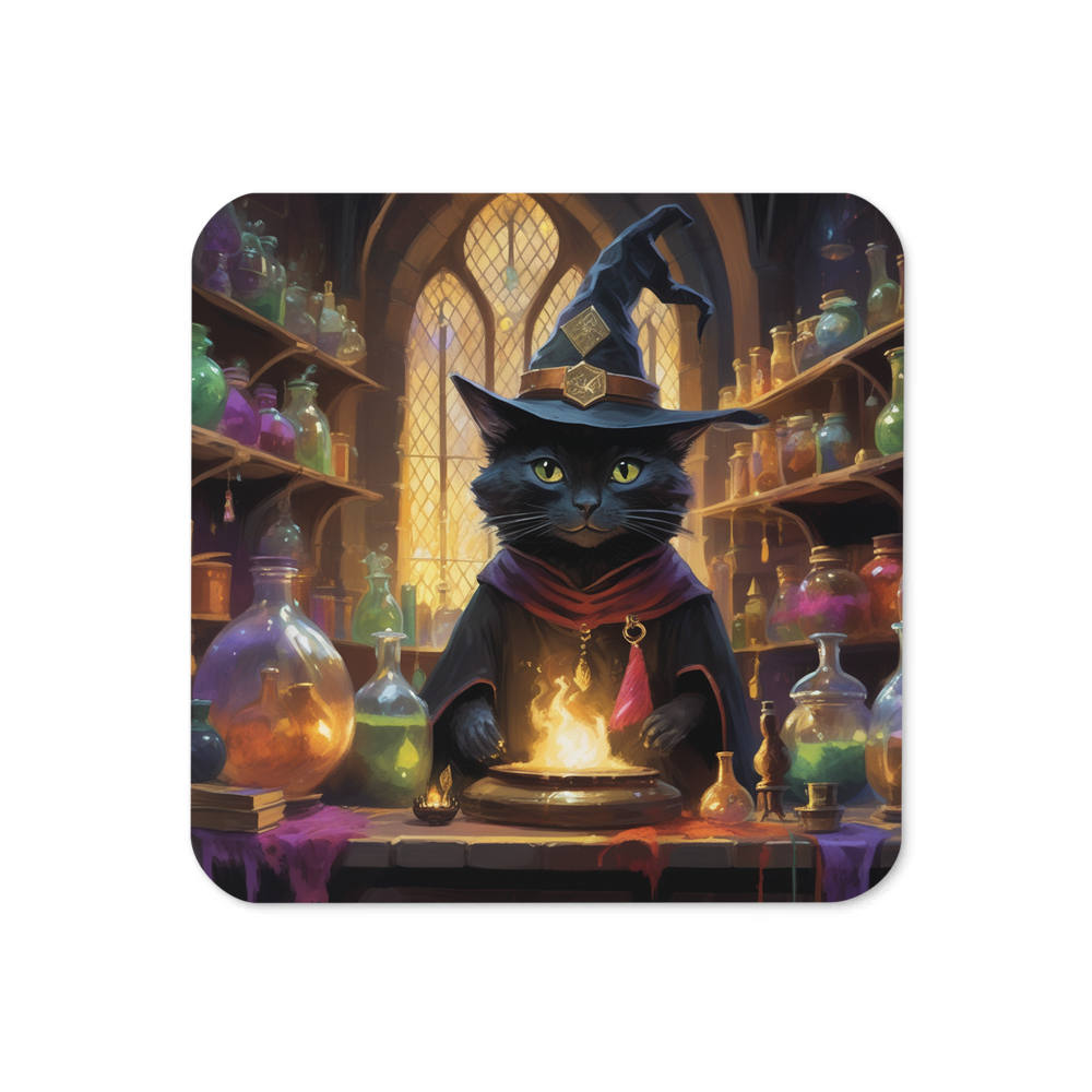 PugMug Custom Black Companion Cat Coaster