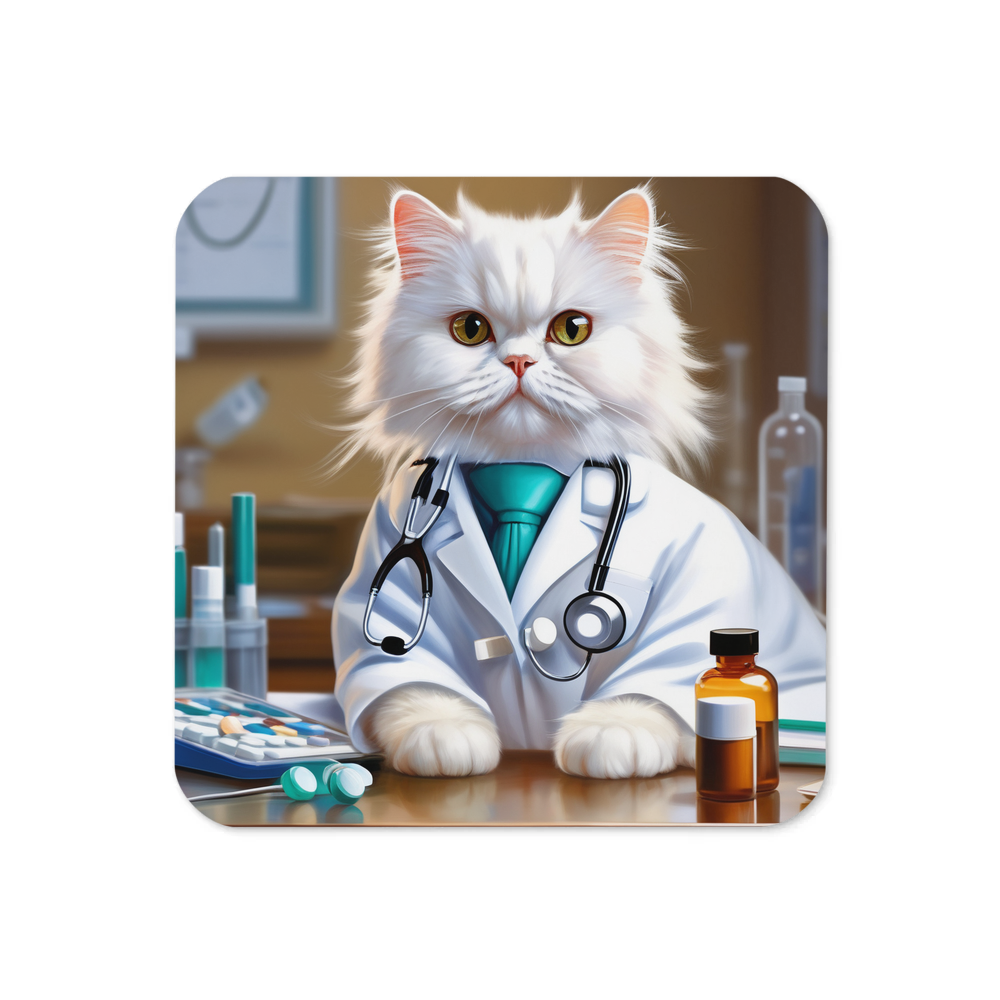 PugMug Custom White Persian Cat Coaster