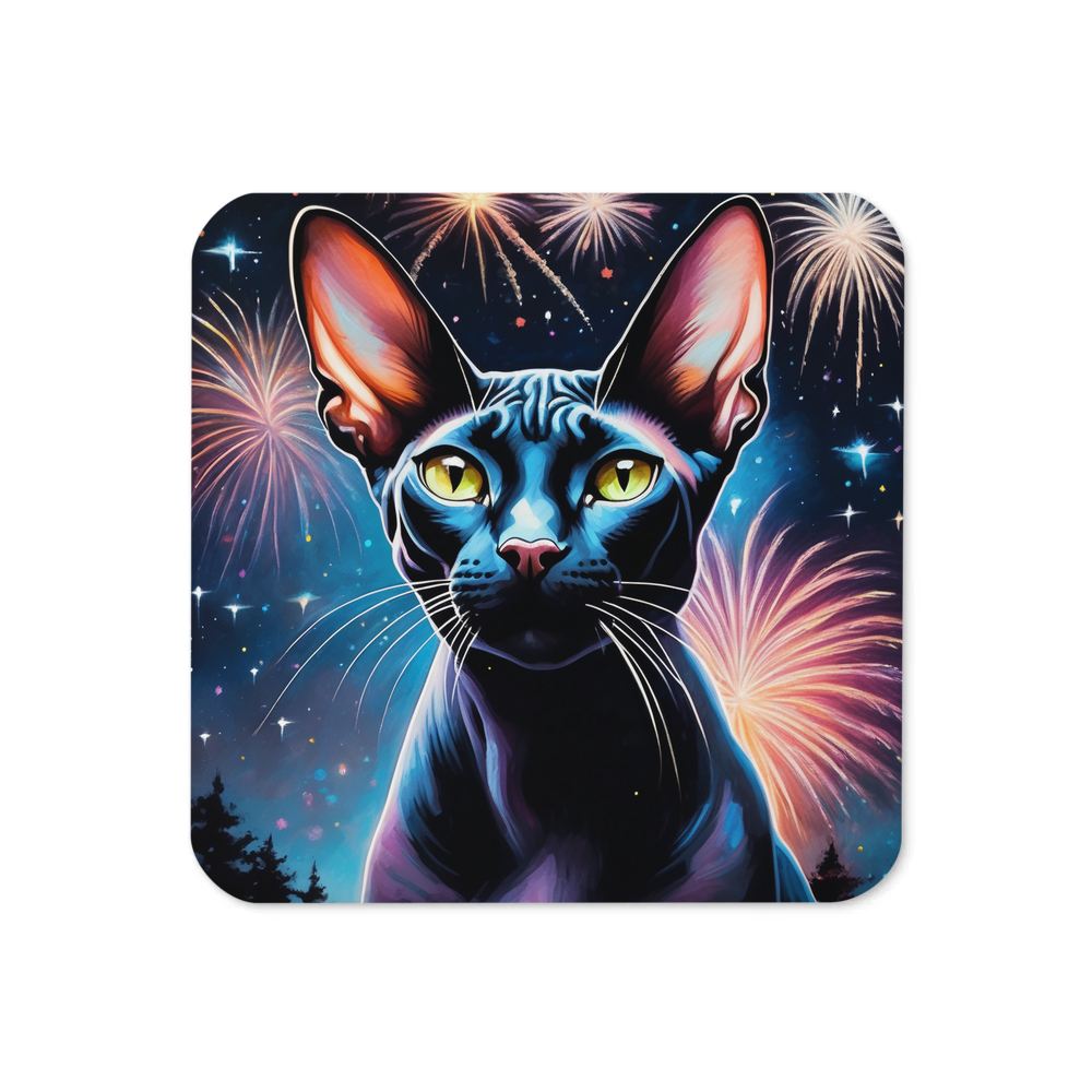 PugMug Custom Black Sphynx Cat Coaster