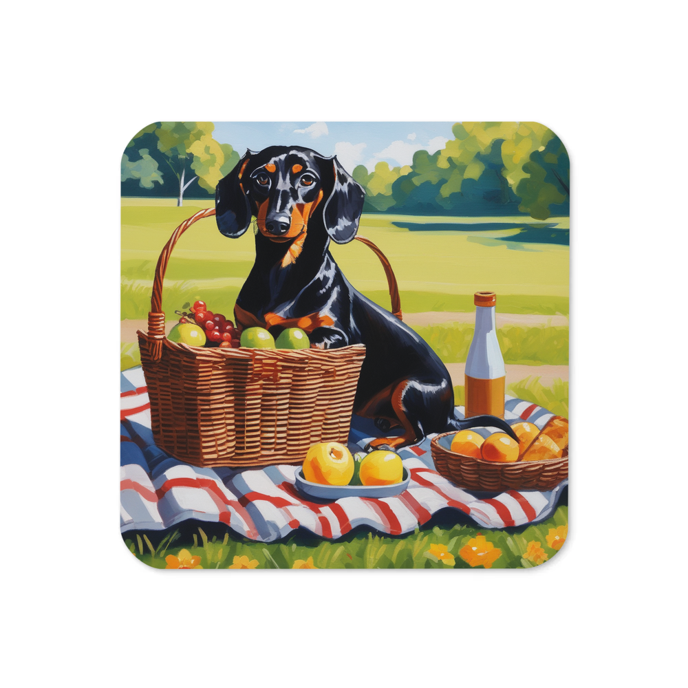 PugMug Custom Black Dachshund Coaster