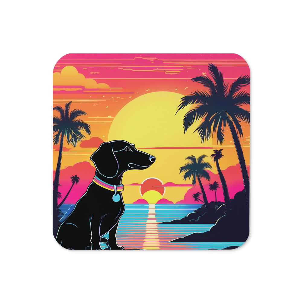PugMug Custom Black Dachshund Coaster
