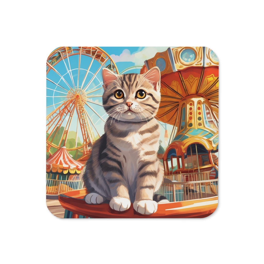 PugMug Custom Tabby Scottish Fold Cat Coaster