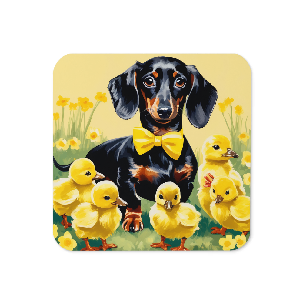 PugMug Custom Black Dachshund Coaster