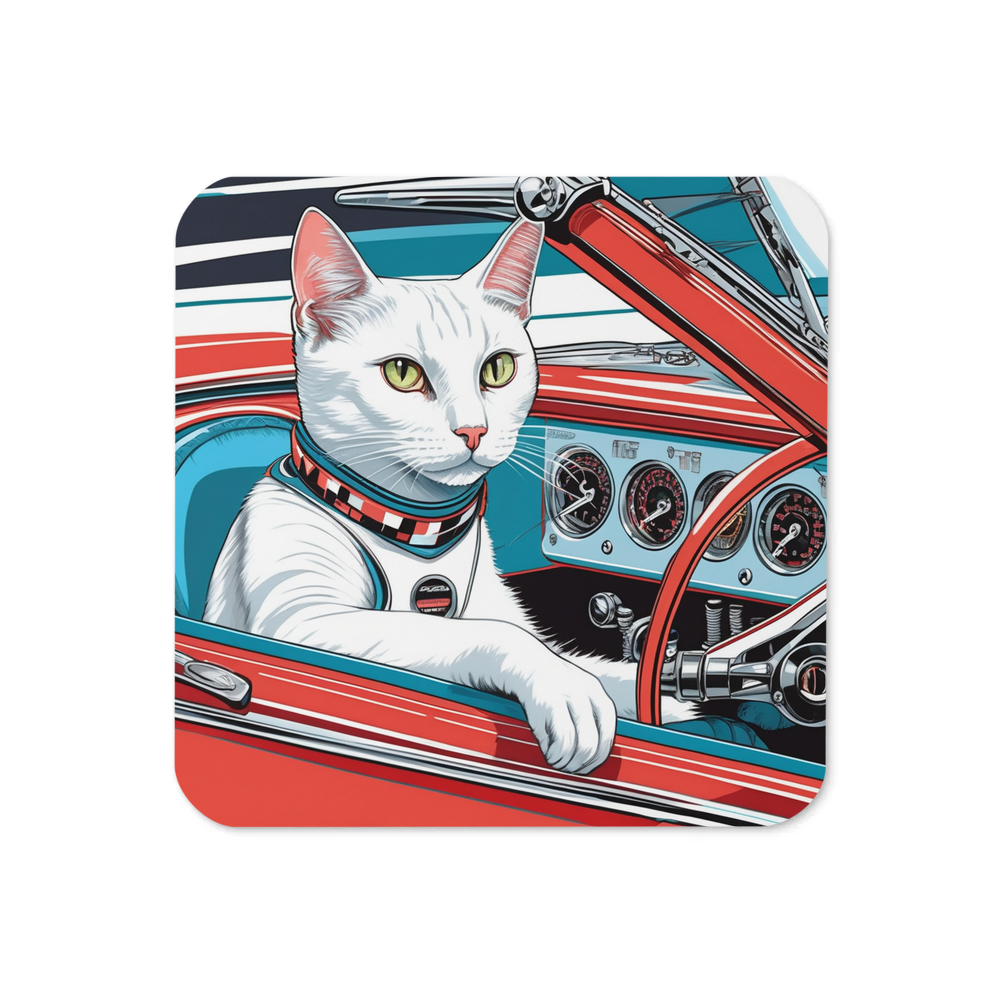 PugMug Custom White Companion Cat Coaster