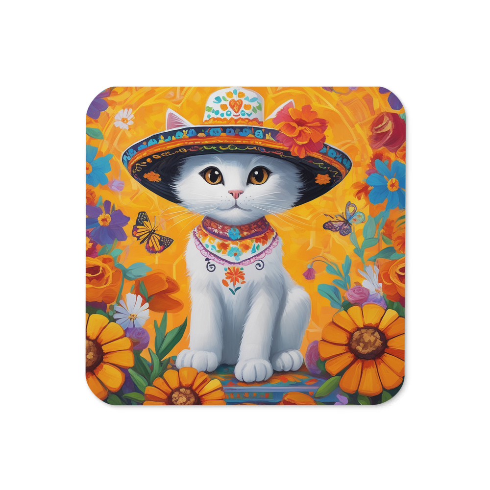 PugMug Custom White Companion Cat Coaster