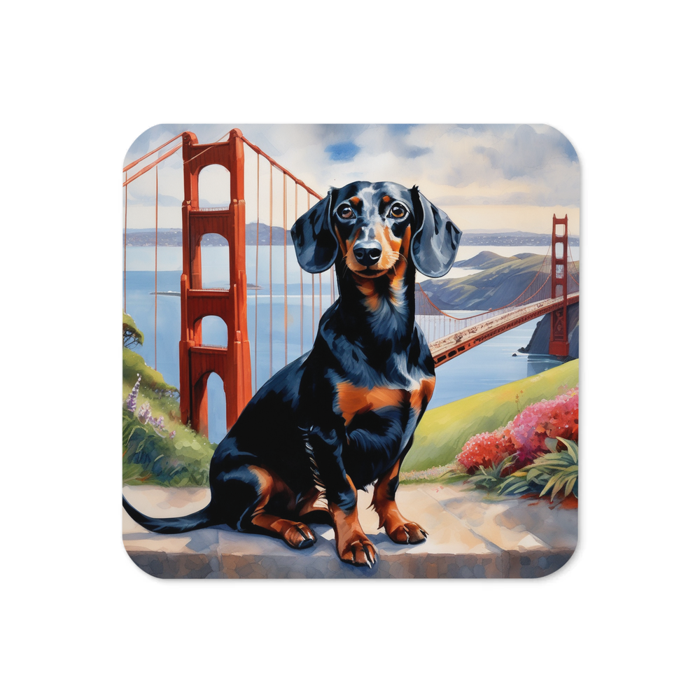 PugMug Custom Black Dachshund Coaster