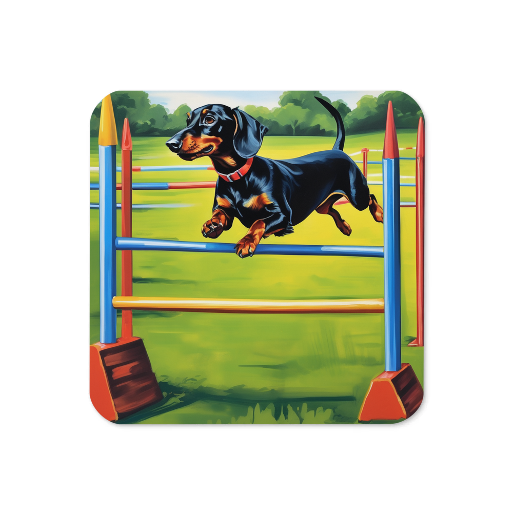 PugMug Custom Black Dachshund Coaster