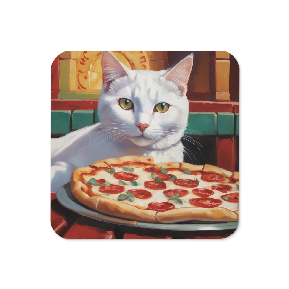 PugMug Custom White Companion Cat Coaster