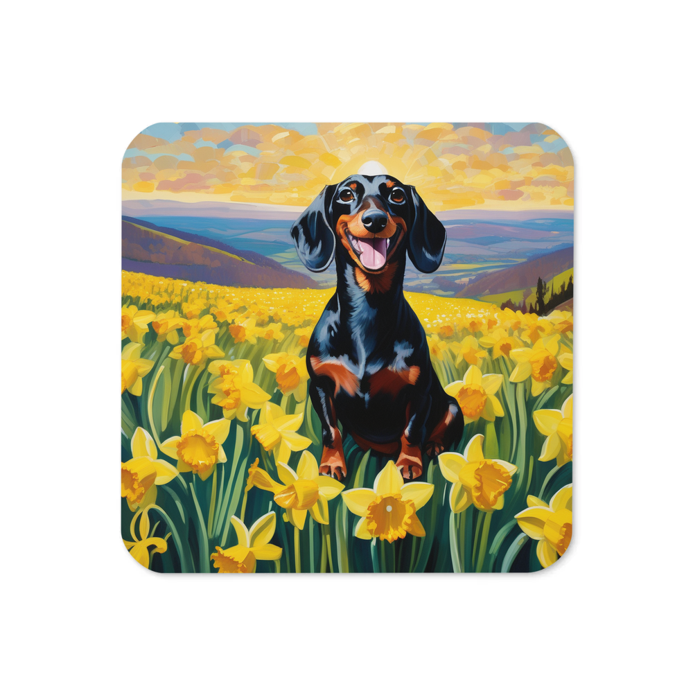 PugMug Custom Black Dachshund Coaster