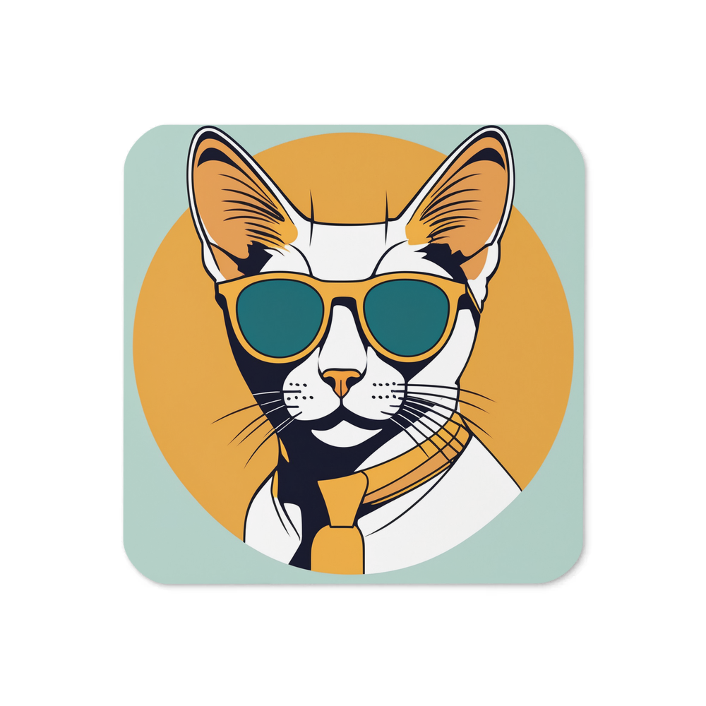 PugMug Custom White Abyssinian Cat Coaster