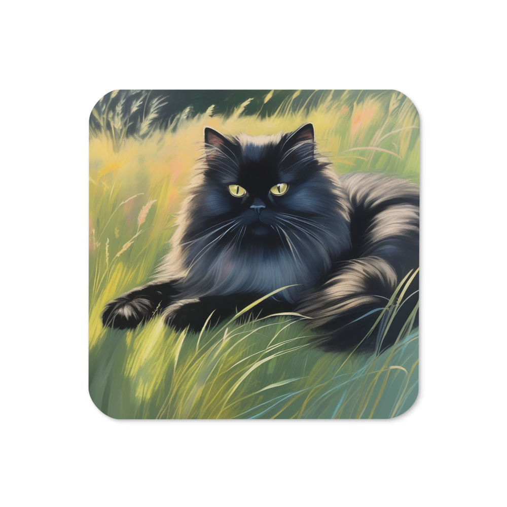 PugMug Custom Black Persian Cat Coaster