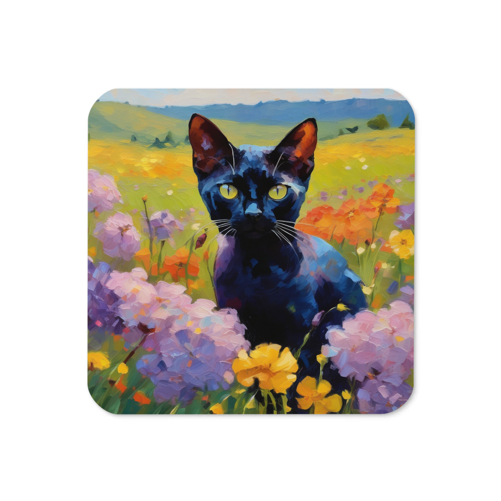 PugMug Custom Black Devon Rex Cat Coaster
