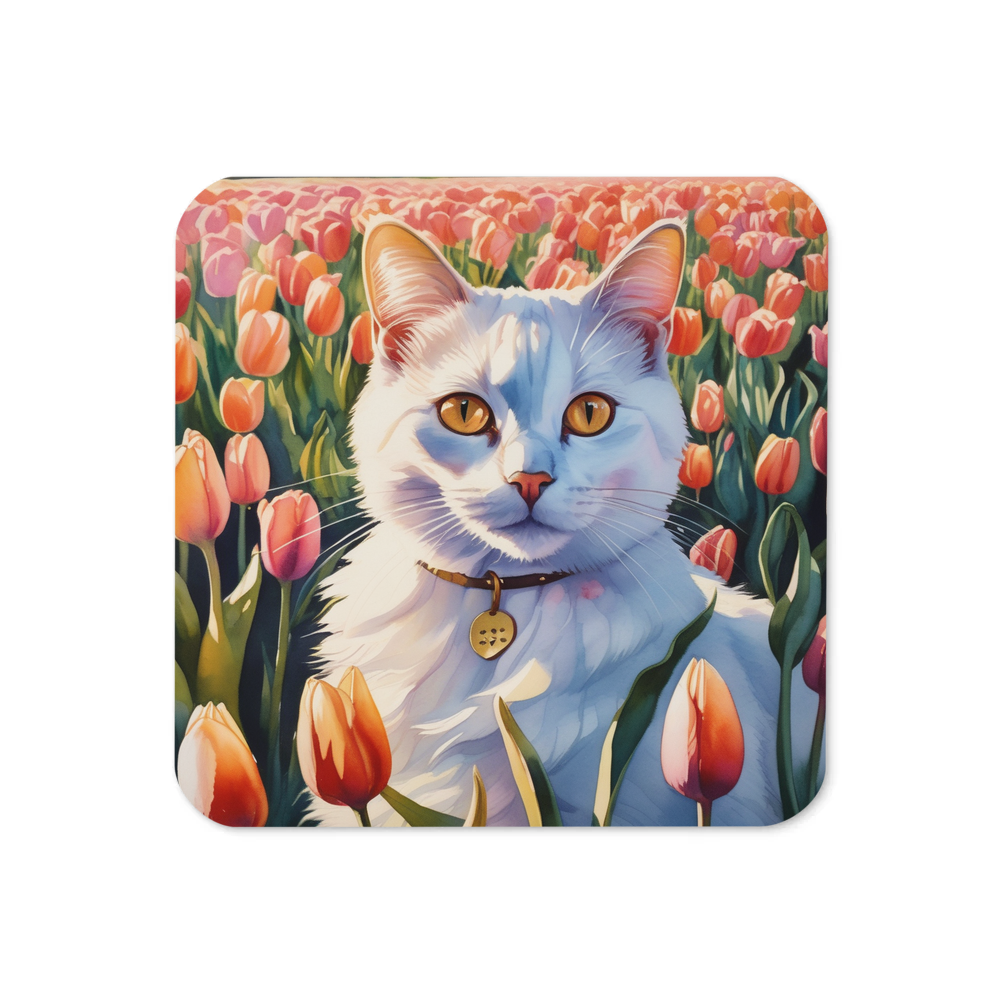 PugMug Custom White Companion Cat Coaster