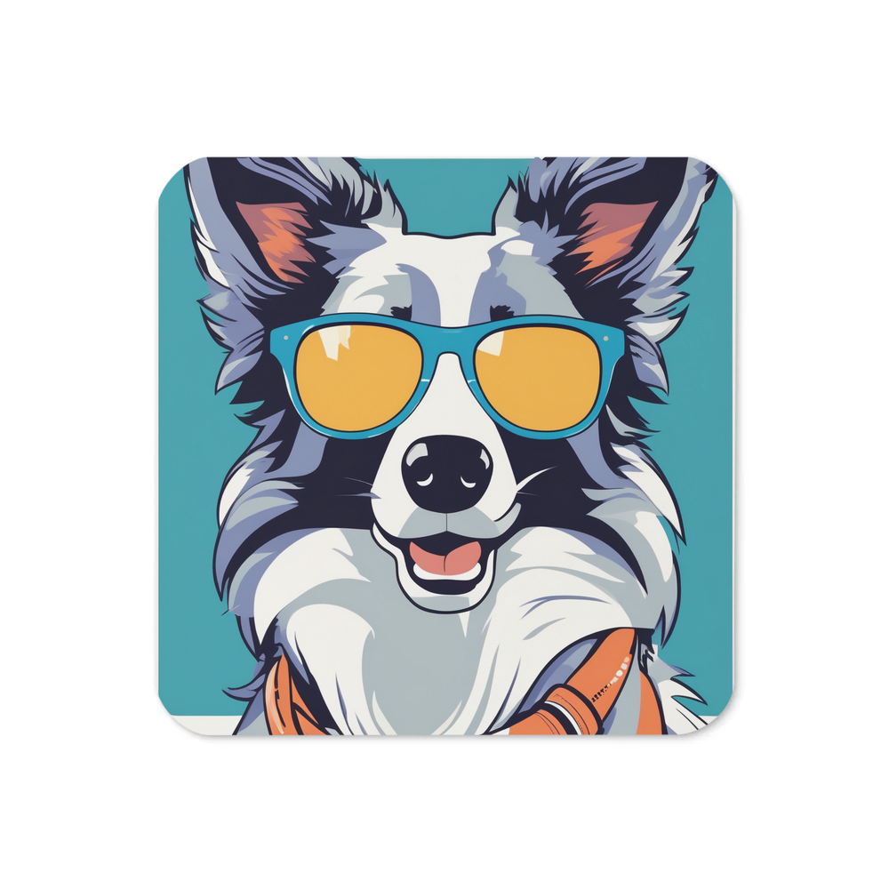 PugMug Custom Blue Merle Border Collie Coaster