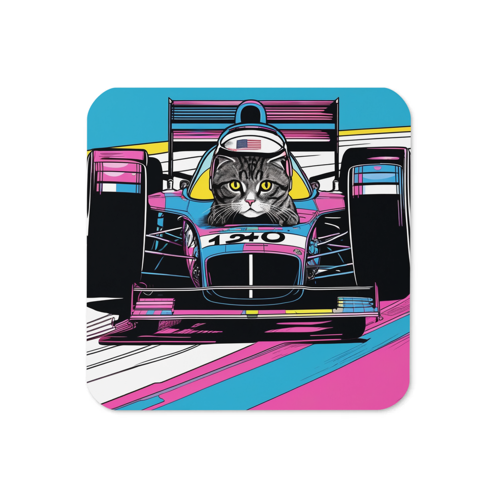 PugMug Custom Black Scottish Fold Cat Coaster